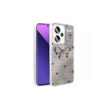 Coverzone Redmi Note 13 Pro Plus 5G İle Uyumlu Figürlü Ponti Silikon Telefon Kılıfı Gümüş Kurdele