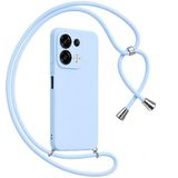 Coverzone Redmi Note 13 Pro Plus ile Uyumlu Özel Üretim Ayarlanabilir İpli Boyun Askılı Silikon Kılıf Kadife İç Yapılı Viper Boyun Çapraz Taşıma Özellikli Asılabilen İpli Telefon Kılıfı Bebek Mavisi