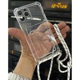 Coverzone Samsung Galaxy A10S ile uyumlu İpli Boyun Askılı Silikon Kılıf Şeffaf Renk Kartlıklı Dulcet Epiphany Kılıf