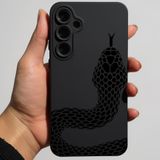 Coverzone Samsung Galaxy A14 İle Uyumlu Yüksek Kalite Özel Tasarım Kadife İç Yüzey Lansman Silikon Premium Telefon Kılıfı-SD02-Siyah Snake