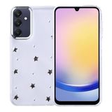 Coverzone Samsung Galaxy A15 ile uyumlu Kılıf Airbag Köşeli 2mm Kamera Çıkıntı Korumalı Simli Şeffaf Baskılı Z-Kutup Kapak Yıldız