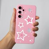 Coverzone Samsung Galaxy A15 İle Uyumlu Yüksek Kalite Özel Tasarım Kadife İç Yüzey Lansman Silikon Premium Telefon Kılıfı-SD02-Pembe Yıldız