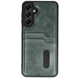Coverzone Samsung Galaxy A16 ile Uyumlu Deri Kartlıklı Kılıf - Kamera Koruyucu Şık Cüzdan Tasarım Telefon Kılıfı – Sara Deri Kapak (Koyu Yeşil, Galaxy A16)