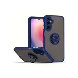 Coverzone Samsung Galaxy A16 ile uyumlu Kılıf Thunder Hux Yüzüklü Kapak Şık ve Dekoratif Model Stand Olabilen 360° Dönebilen Yüzük Aparatı ve Kamera Korumalı Yükseltilmiş Thunder Hux Kapak Lacivert