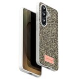 Coverzone Samsung Galaxy A17 ile Uyumlu Parlak Simli Telefon Bright Kılıfı Boncuk İşlemeli Şık Tasarım Darbe Emici Kenarlar Tam Koruma Sağlayan Kaymaz Kapak Galaxy A17 için Kılıf Gold