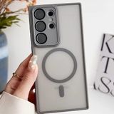 Coverzone Samsung Galaxy A25 ile uyumlu Kılıf Magnetic Wireless MagSafe ile uyumlu Full Color Kamera Lens Korumalı Buzlu Transparan Kapak Gri