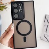 Coverzone Samsung Galaxy A25 ile uyumlu Kılıf Magnetic Wireless MagSafe ile uyumlu Full Color Kamera Lens Korumalı Buzlu Transparan Kapak Siyah