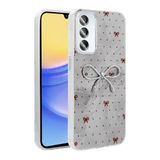 Coverzone Samsung Galaxy A25 İle Uyumlu Yüksek Kalite Kamera Koruma Çıkıntılı Figürlü Ponti Silikon Kapak Telefon Kılıfı Gümüş Kurdele