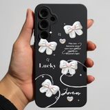 Coverzone Samsung Galaxy A25 İle Uyumlu Yüksek Kalite Özel Tasarım Kadife İç Yüzey Lansman Silikon Premium Telefon Kılıfı-SD02-Siyah Kurdele