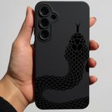Coverzone Samsung Galaxy A25 İle Uyumlu Yüksek Kalite Özel Tasarım Kadife İç Yüzey Lansman Silikon Premium Telefon Kılıfı-SD02-Siyah Snake