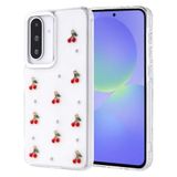 Coverzone Samsung Galaxy A35 ile uyumlu Kılıf Airbag Köşeli 2mm Kamera Çıkıntı Korumalı Simli Şeffaf Baskılı Z-Kutup Kapak Kiraz
