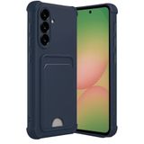 Coverzone Samsung Galaxy A36 ile uyumlu Kılıf N-Kelvin Kartvizitli Kart Taşıma Cebi Soft-Touch Silikon Kapak Lacivert