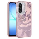 Coverzone Samsung Galaxy A37 İle Uyumlu Hologramlı,Airbagli Parlak Taş Detaylı Kamera Lens Koruma Çıkıntılı Esila Sert Silikon Telefon Kılıfı-Pembe