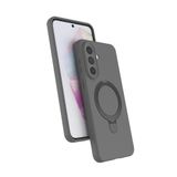 Coverzone Samsung Galaxy A37 ile uyumlu Kılıf MagSafe ile uyumlu Z-Samara Kapak Wireless Şarj Özellikli Stand Olabilen Galaxy A37 kilif Titanyum Gri