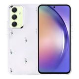 Coverzone Samsung Galaxy A54 ile uyumlu Kılıf Airbag Köşeli 2mm Kamera Çıkıntı Korumalı Simli Şeffaf Baskılı Z-Kutup Kapak Lale