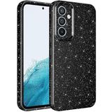 Coverzone Samsung Galaxy A55 ile uyumlu Z-Jelly Kılıf Kamera Korumalı Simli Işılıtılı Renkli Parlak Silikon Kapak-Siyah (Siyah, Galaxy A55)