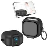 Coverzone Samsung Galaxy Buds 4 için ve Buds 4 Pro ile Uyumlu Kılıf Güvenlik Kilitli Panzer Telefon Standlı Kulaklık Koruyucu Kapak Anahtarlıklı Kaymaz Soft Dokulu (Siyah, Galaxy Buds 4)