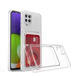 Coverzone Samsung Galaxy M12 ile Uyumlu Kartlıklı Şeffaf Kamera Koruma Yükseltisi Z-Serta Silikon Anti-Şok Özellikli Köşeleri Airbag Şeffaf Telefon Kılıfı