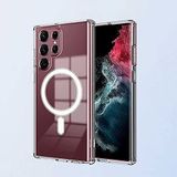 Coverzone Samsung Galaxy S22 Ultra ile uyumlu Kılıf Z-Tacsafe Wireless Halka Şeklindeki Magnetik Dizayn Attractive Kapak Şeffaf