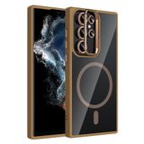Coverzone Samsung Galaxy S22 Ultra ile Uyumlu Z-Etro MagSafe Wireless Şarj Destekli, Güçlü Manyetik Tutucu, Stand Olabilen, Kamera Lens Hediyeli Koruyucu Kılıf Desert Titanyum