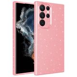 Coverzone Samsung Galaxy S22 Ultra ile uyumlu Z-Jelly Kılıf Kamera Korumalı Simli Işılıtılı Renkli Parlak Silikon Kapak-Açık Pembe