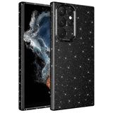 Coverzone Samsung Galaxy S22 Ultra ile uyumlu Z-Jelly Kılıf Kamera Korumalı Simli Işılıtılı Renkli Parlak Silikon Kapak-Siyah