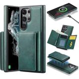 Coverzone Samsung Galaxy S23 Fe ile uyumlu Deri Kılıf Magsafe ile uyumlu Wallet 2 in 1 Çıkarabilir Kart Tutucu Mıktanıslı Stand olabilen Phone case Deri Kapak Wireless Şarj Özellikli Yeşil
