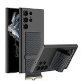 Coverzone Samsung Galaxy S23 ile uyumlu Karbon Parmak Tutuculu Stand Olabilen Kamera Koruma Çıkıntı Yükselti MagSafe ile uyumlu Askı Kayış Askılı İnce Sert Rubber Kılıf Karbon Siyah