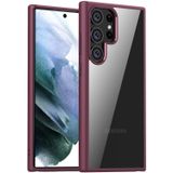 Coverzone Samsung Galaxy S23 Plus ile uyumlu Kılıf Kenarı Renkli Arkası Şeffaf Kamera Korumalı Impact Protectıon Plum Kılıf