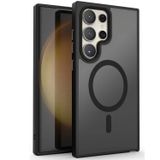 Coverzone Samsung Galaxy S23 Ultra ile uyumlu Kılıf Kenarı Renkli Arkası Mat Transparan Magsafe ile uyumlu Kamera Çıkıntı 2mm Korumalı New Impact Matte Protectıon Kılıf Black
