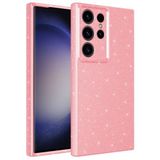 Coverzone Samsung Galaxy S23 Ultra ile uyumlu Z-Jelly Kılıf Kamera Korumalı Simli Işılıtılı Renkli Parlak Silikon Kapak-Açık Pembe