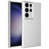 Coverzone Samsung Galaxy S23 Ultra ile uyumlu Z-Jelly Kılıf Kamera Korumalı Simli Işılıtılı Renkli Parlak Silikon Kapak-Silver