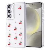 Coverzone Samsung Galaxy S24 FE ile uyumlu Kılıf Airbag Köşeli 2mm Kamera Çıkıntı Korumalı Simli Şeffaf Baskılı Z-Kutup Kapak Kiraz
