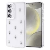 Coverzone Samsung Galaxy S24 FE ile uyumlu Kılıf Airbag Köşeli 2mm Kamera Çıkıntı Korumalı Simli Şeffaf Baskılı Z-Kutup Kapak Lale