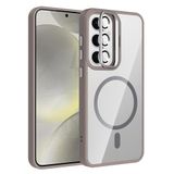 Coverzone Samsung Galaxy S24 Fe ile Uyumlu Z-Etro MagSafe Wireless Şarj Destekli, Güçlü Manyetik Tutucu, Stand Olabilen, Kamera Lens Hediyeli Koruyucu Kılıf Gri