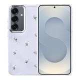 Coverzone Samsung Galaxy S24 ile uyumlu Kılıf Airbag Köşeli 2mm Kamera Çıkıntı Korumalı Simli Şeffaf Baskılı Z-Kutup Kapak Lale
