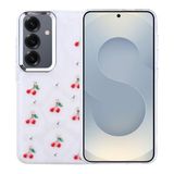 Coverzone Samsung Galaxy S24 Plus ile uyumlu Kılıf Airbag Köşeli 2mm Kamera Çıkıntı Korumalı Simli Şeffaf Baskılı Z-Kutup Kapak Kiraz