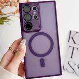 Coverzone Samsung Galaxy S25 Edge ile uyumlu Kılıf Magnetic Wireless MagSafe ile uyumlu Full Color Kamera Lens Korumalı Buzlu Transparan Kapak Derin Mor