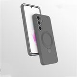 Coverzone Samsung Galaxy S25 FE ile uyumlu Kılıf MagSafe ile uyumlu Z-Samara Kapak Wireless Şarj Özellikli Stand Olabilen Galaxy S25 Fe kilif Titanyum