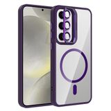 Coverzone Samsung Galaxy S25 Fe ile Uyumlu Z-Etro MagSafe Wireless Şarj Destekli, Güçlü Manyetik Tutucu, Stand Olabilen, Kamera Lens Hediyeli Koruyucu Kılıf Derin Mor