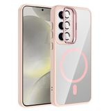 Coverzone Samsung Galaxy S25 Fe ile Uyumlu Z-Etro MagSafe Wireless Şarj Destekli, Güçlü Manyetik Tutucu, Stand Olabilen, Kamera Lens Hediyeli Koruyucu Kılıf Pembe