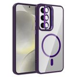 Coverzone Samsung Galaxy S25 ile Uyumlu Z-Etro MagSafe Wireless Şarj Destekli, Güçlü Manyetik Tutucu, Stand Olabilen, Kamera Lens Hediyeli Koruyucu Kılıf Derin Mor