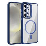 Coverzone Samsung Galaxy S25 Plus ile Uyumlu Z-Etro MagSafe Wireless Şarj Destekli, Güçlü Manyetik Tutucu, Stand Olabilen, Kamera Lens Hediyeli Koruyucu Kılıf Lacivert