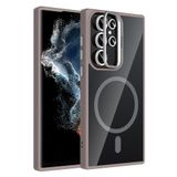 Coverzone Samsung Galaxy S25 Ultra ile Uyumlu Z-Etro MagSafe Wireless Şarj Destekli, Güçlü Manyetik Tutucu, Stand Olabilen, Kamera Lens Hediyeli Koruyucu Kılıf Gri