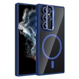 Coverzone Samsung Galaxy S25 Ultra ile Uyumlu Z-Etro MagSafe Wireless Şarj Destekli, Güçlü Manyetik Tutucu, Stand Olabilen, Kamera Lens Hediyeli Koruyucu Kılıf Lacivert