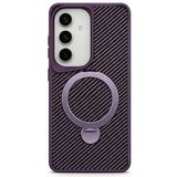 Coverzone Samsung Galaxy S26 Ultra ile uyumlu Kılıf Karbon Fiber Görünümlü Magsafe ile uyumlu Stand olabilen Yet Case Tam Kaplayan Gövde Koruyucu Telefon Kılıfı Derin Mor