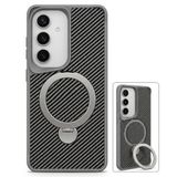 Coverzone Samsung Galaxy S26 Ultra ile uyumlu Kılıf Karbon Fiber Görünümlü Magsafe ile uyumlu Stand olabilen Yet Case Tam Kaplayan Gövde Koruyucu Telefon Kılıfı Gri