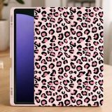 Coverzone Samsung Galaxy Tab A9 Plus / A11 Plus ile uyumlu Özel Tasarım Leopar Desenli Tablet Kılıfı Kalem Koyma Bölmeli Stand Olan Kilif Uyku Modlu Suni Deri,Yarı transparan Silikon Arka Yüzey CP-1