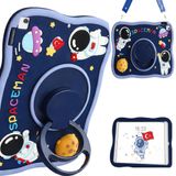 Coverzone Samsung Galaxy Tab A9 Plus ile Uyumlu Kılıf 360 Derece Döner Stand Yatay Dikey Kullanılabilir, Kawaii Askılı Tasarım Kalem Yuvası Özellikli Sevimli Space-Man Tasarımı