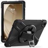 Coverzone Samsung Galaxy Tab A9 Plus ile Uyumlu Kılıf El Tutamaçlı Standlı Full 360 Koruma Z-Defender Rugged Tablet Kılıf Siyah